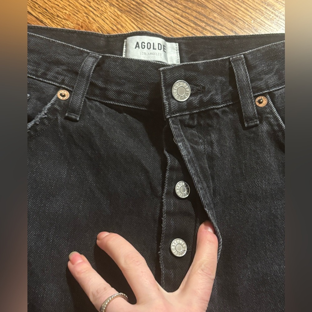 AGOLDE | 90's Mid Rise Straight Tar Black Jeans‎ A069E-1157 Button Fly Sz 32 - Picture 8 of 12